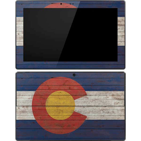 Colorado Flag Dark Wood Surface Pro Tablet Skin